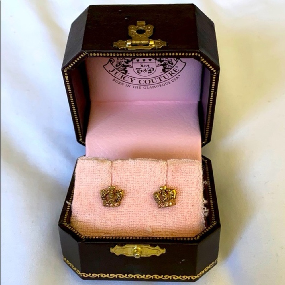 Vintage Juicy Couture Crown Earrings - Gold